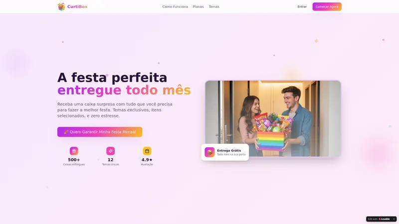 CurtiBox - Aplicativo criado durante a live demonstrando o processo de tirar uma ideia do papel