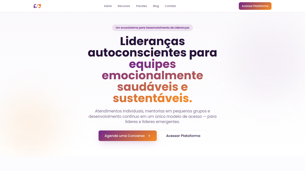 Tela principal da Home do site Meu Appoio sobre Lideranças autoconscientes