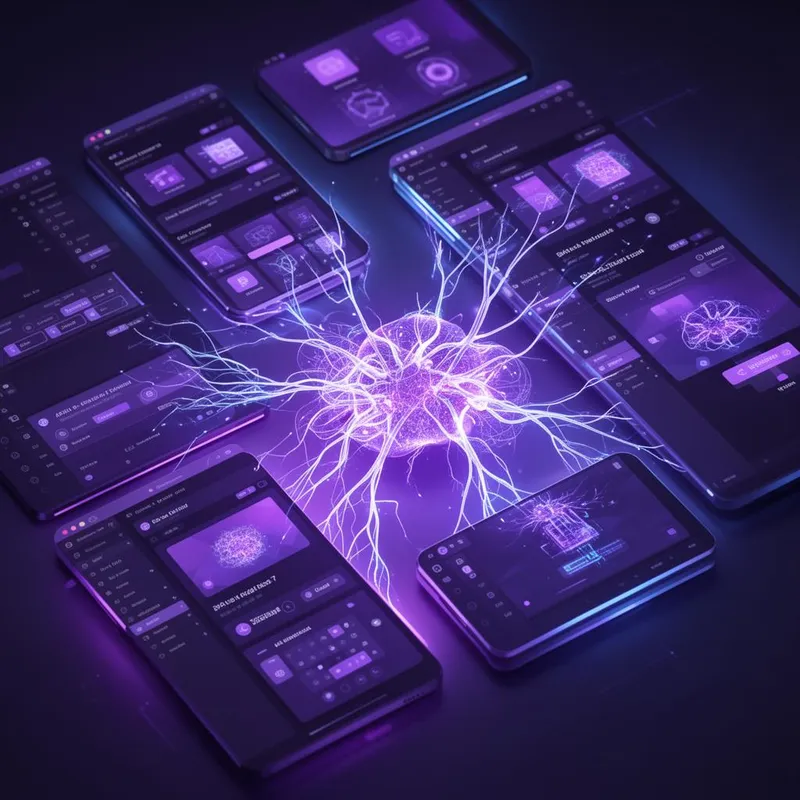 Ferramentas de design com inteligência artificial gerando telas de aplicativo automaticamente