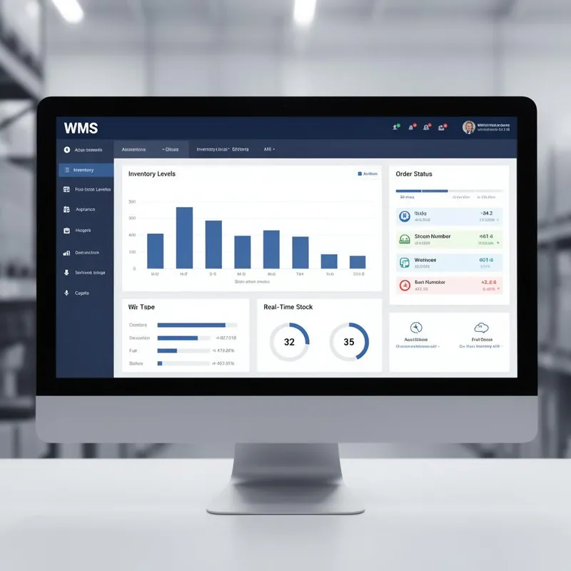 Tela do dashboard do Opal WMS mostrando níveis de inventário, status de pedidos e estoque em tempo real
