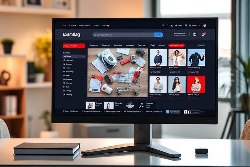 Interface moderna de e-commerce com catálogo de produtos, carrinho de compras e integração com gateway de pagamento