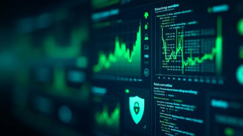 Dashboard moderno de controle de qualidade de software mostrando gráficos de métricas, indicadores de segurança e resultados de testes automatizados